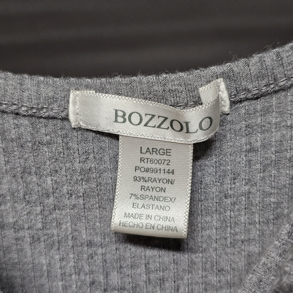 3/$10 Bozzolo | Gray Ribbed Square Neck Bodysuit size Large (Juniors) - Picture 3 of 8